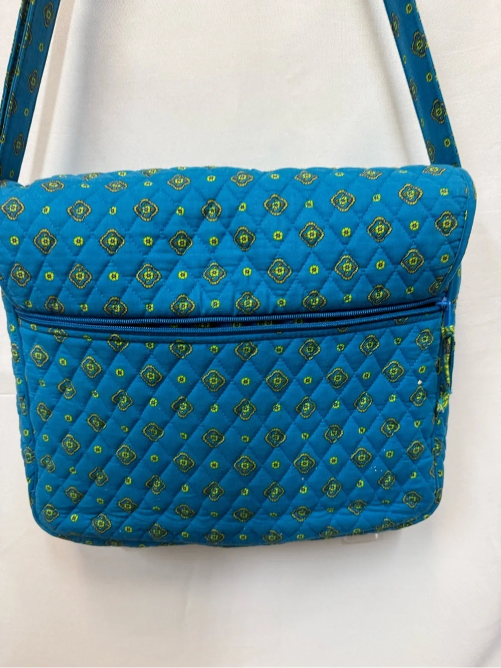 Blue & Green Quilted Paisley Messenger Bag - Women's Laptop Crossbody